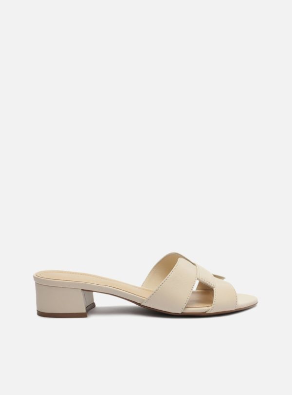 Mule Off-White Couro Salto Bloco