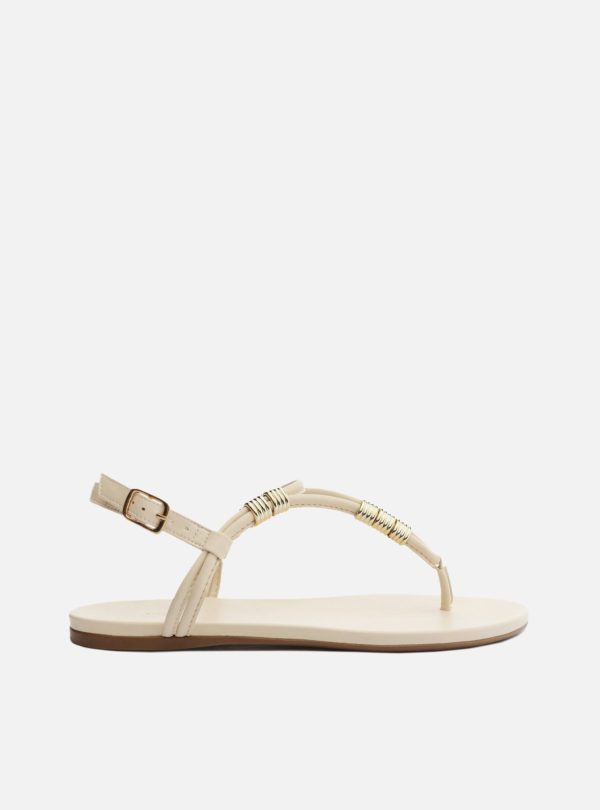 Sand?lia Rasteira Off-White Slim