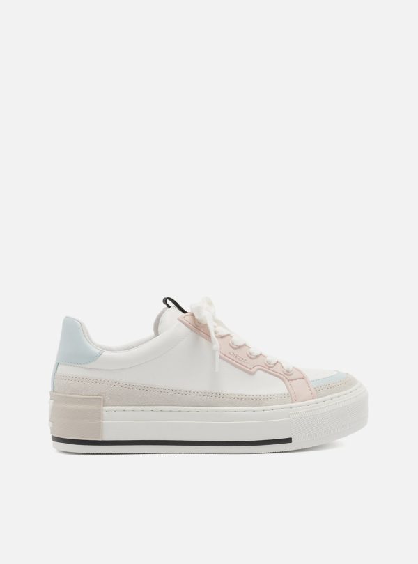 T?nis Branco e Rosa Flatform Amarra??o