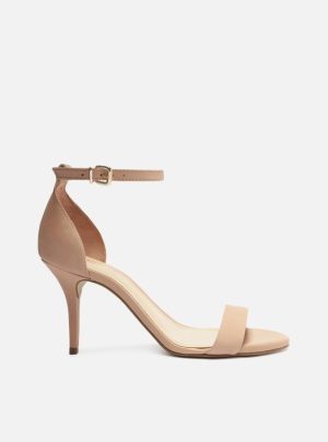 Sand?lia Nude Nobuck Salto M?dio Fino Isabelli