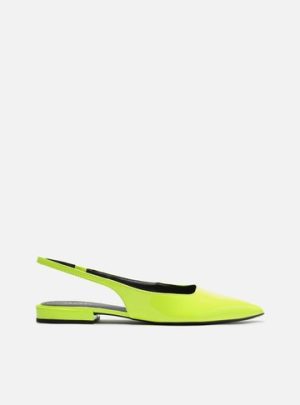 Sapatilha Verde Verniz Bico Fino Slingback