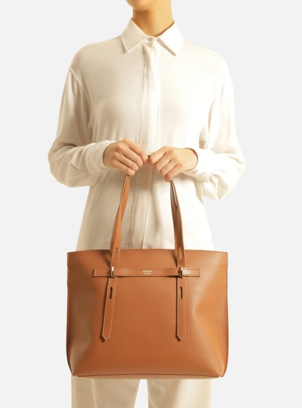 Bolsa Shopping Marrom Grande Al?as Metais