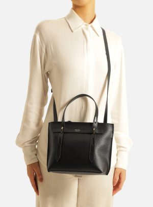 Bolsa Tote Preta M?dia Al?as Metais